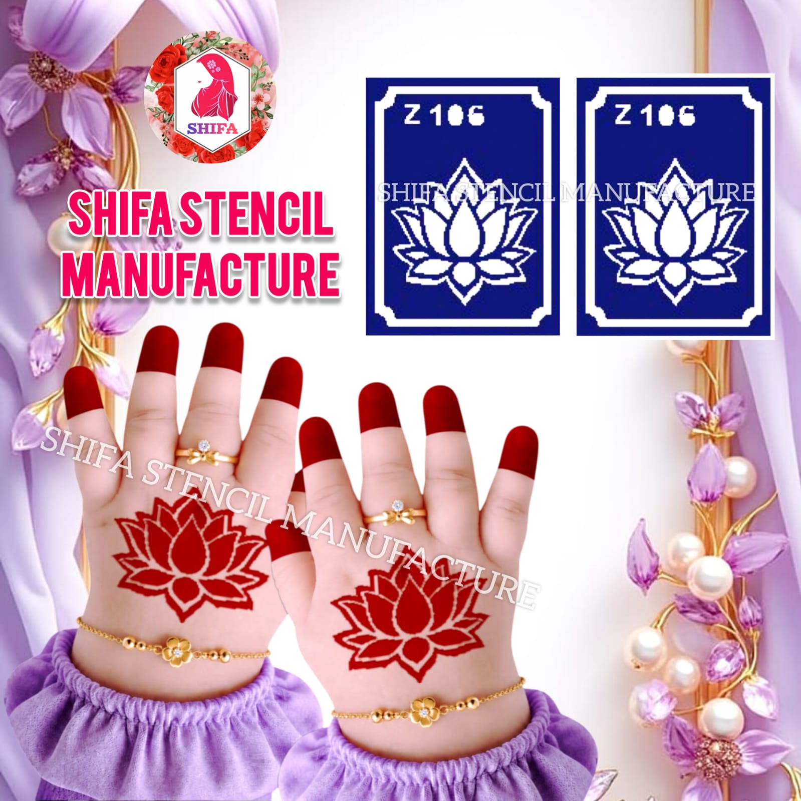 Z 106 Royal Lotus - Sticker overview - Shifa Stencil Manufacturer
